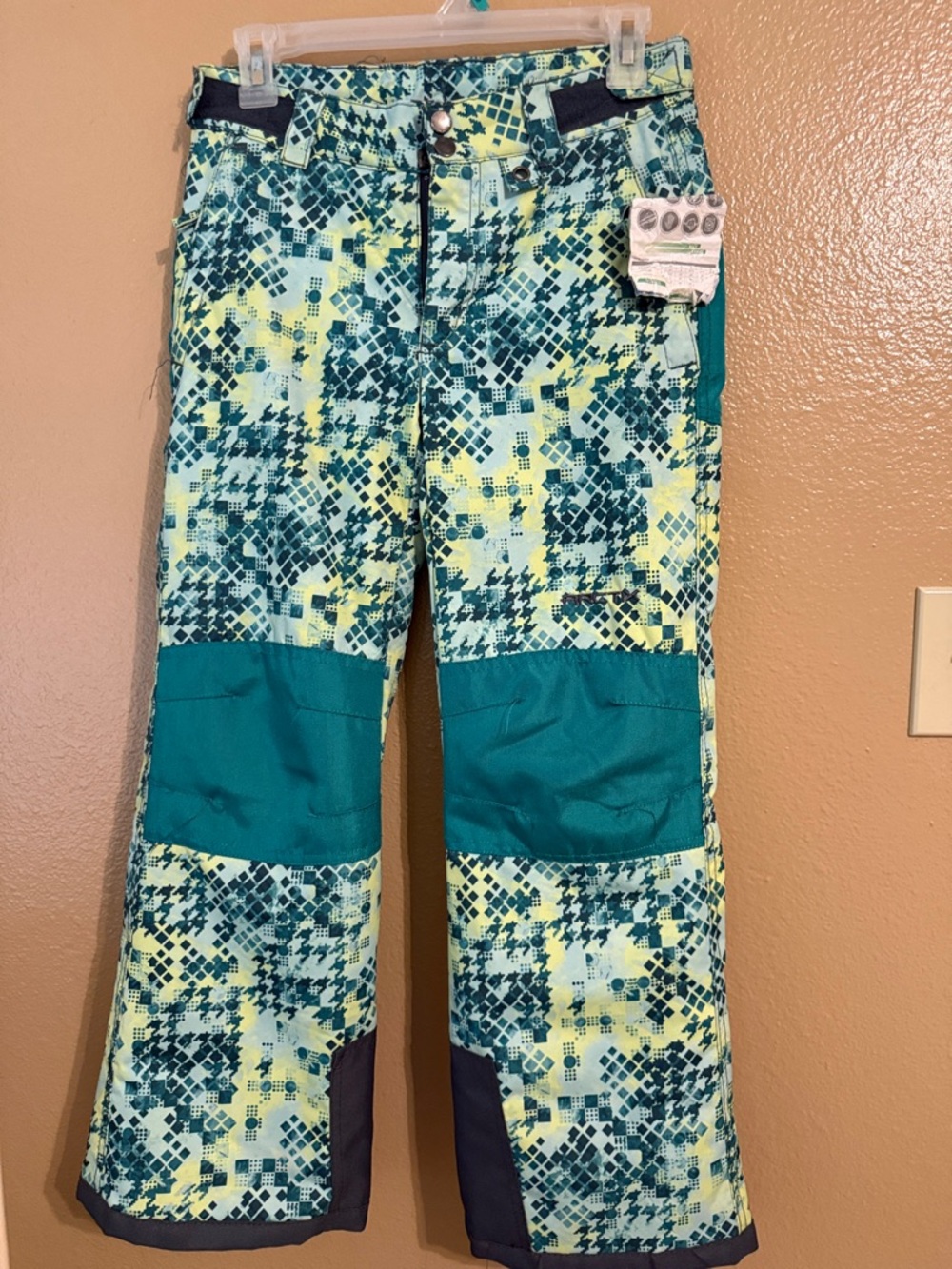 Arctix Teal & Yellow Patterned Kids Snow Joggers